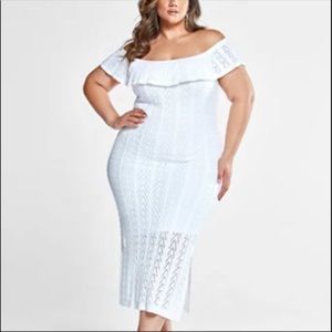 Fashion to Figure off the shoulder crochet dress